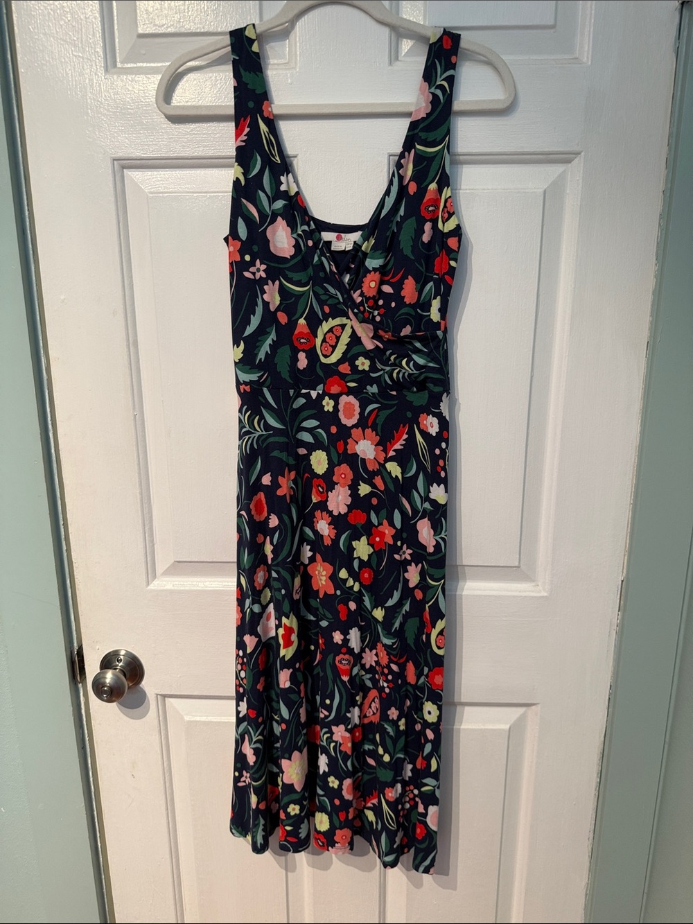 Boden Navy Floral Midi Dress with Multicolor Flowers - Picture 7 of 8